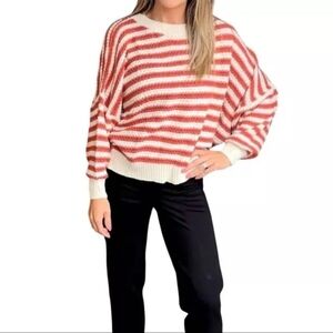 Vine & Love Striped Crochet Sweater